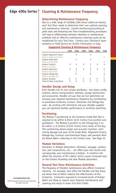 Maintenance & Inspection Guide Edge 400A Series - Johnstech