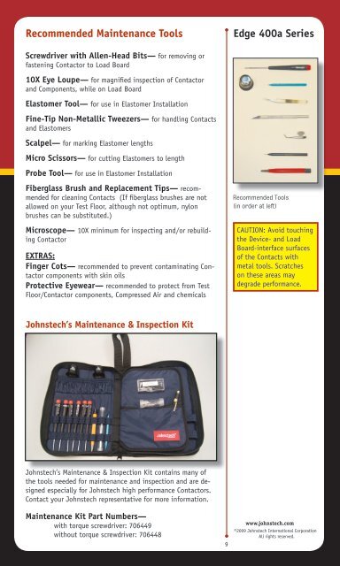 Maintenance & Inspection Guide Edge 400A Series - Johnstech