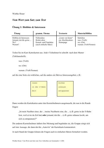 Vom Wort zum Satz zum Text