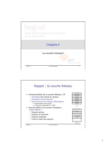 La couche transport - Dr Stephan Robert
