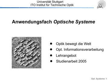 Vortrag Optische Systeme - Technische Kybernetik