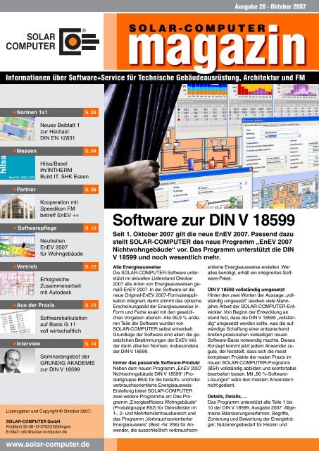 Software zur DIN V 18599 - SOLAR-COMPUTER GmbH