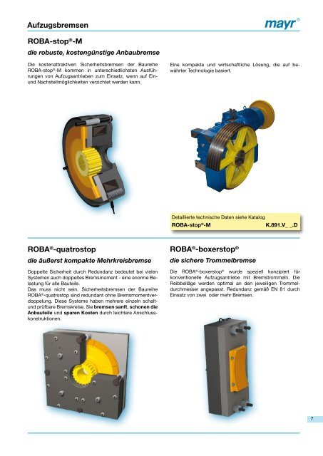 Aufzugsbremsen - Mayr