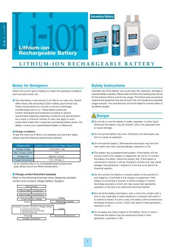 Prismatic Type Lithium-ion Rechargeable Battery - Maxell