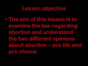 Abortion lesson two - Millthorpe School York