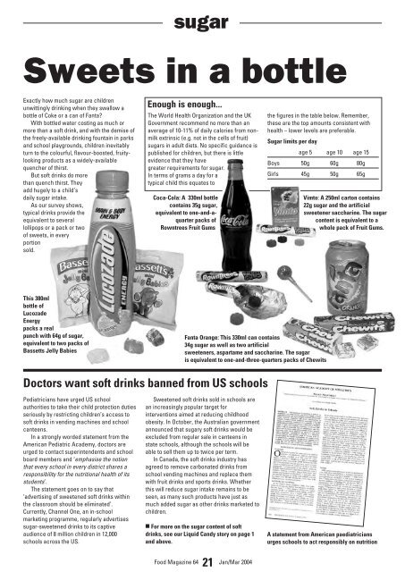 Soft drinks - The Food Commission