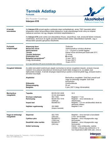 Termék Adatlap - Intro / Akzo Nobel Powder Coatings se představuje