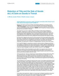 Retention of Title and the Sale of Goods Act; A Claim ... - DibbsBarker