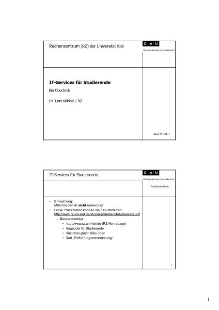 It Services Fur Studierende Rechenzentrum Cau Kiel