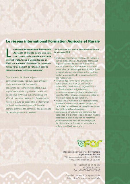 FORMATION AGRICOLE ET RURALE - Agropolis International
