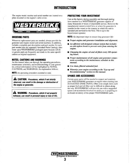 WESTERBEKE GASOLINE GENERATOR