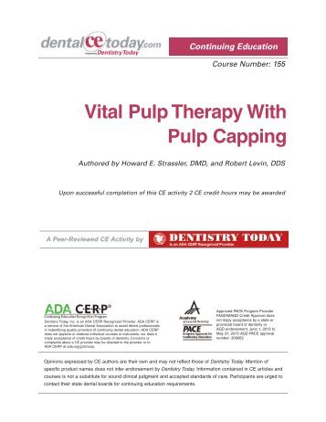 Vital Pulp Therapy With Pulp Capping - DentalCEToday