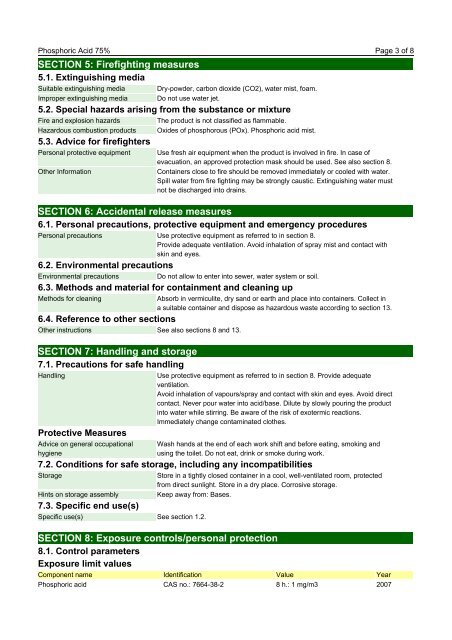 SAFETY DATA SHEET Phosphoric Acid 75%