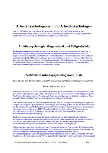 Arbeitspsychologinnen und Arbeitspsychologen - tgm