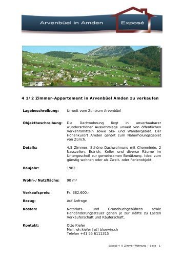 4 1/2 Zimmer-Appartement in Arvenbüel Amden zu ... - STEG Amden