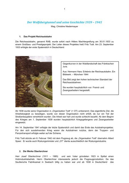 Der Wolfsbergtunnel und seine Geschichte 1939 â€“ 1945