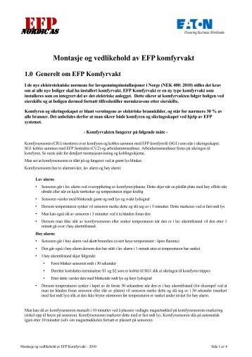 Montasje og vedlikehold av EFP systempakke Tavle og ... - Moeller