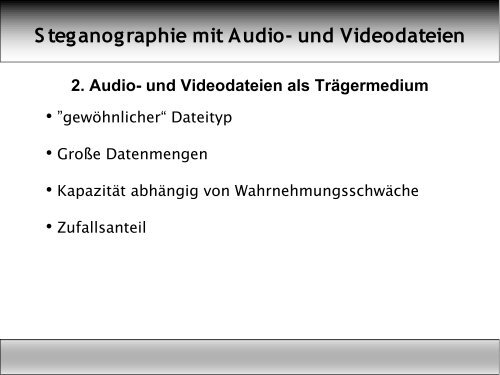 Steganographie in Audio- und Videodateien