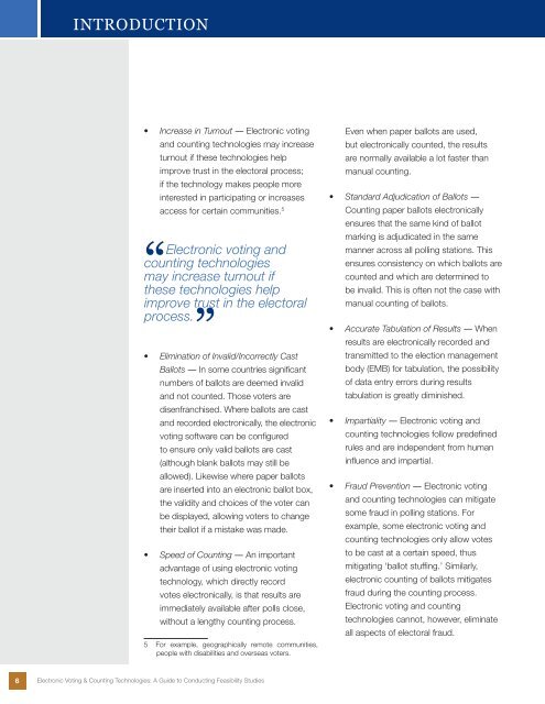 Electronic Voting & Counting Technologies - IFES