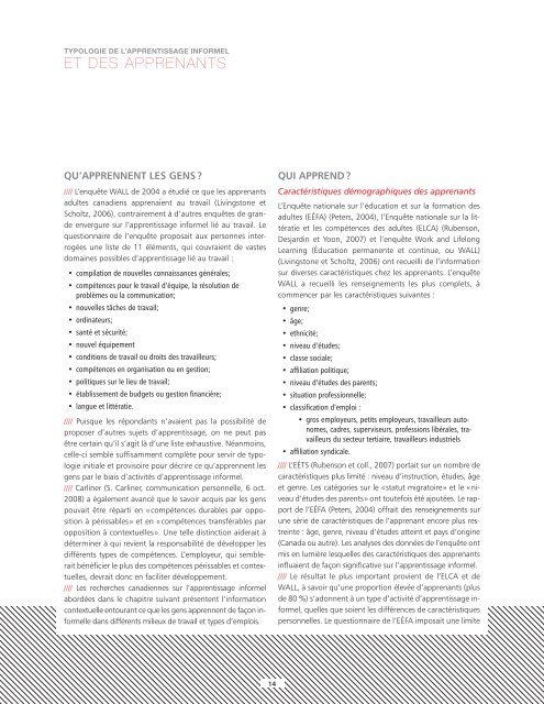 Apprentissage informel lié au travail - Base de données en ...