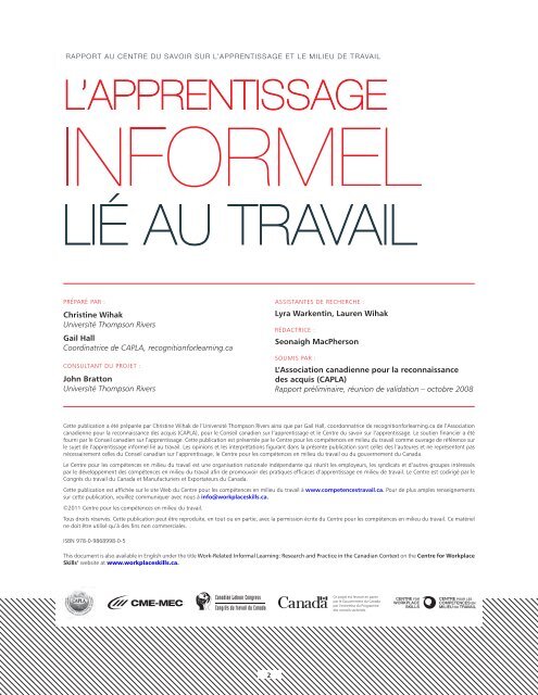 Apprentissage informel lié au travail - Base de données en ...