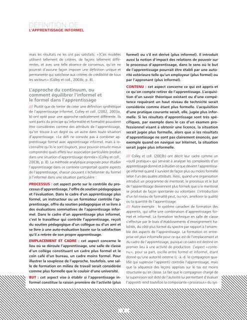 Apprentissage informel lié au travail - Base de données en ...