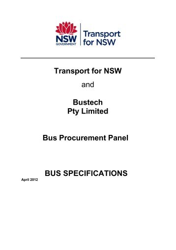 Bustech Pty Limited Bus Procurement Panel BUS SPECIFICATIONS