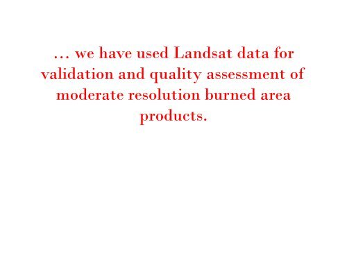 Global Burned Area Detection: MODIS and beyond - IGAC Project