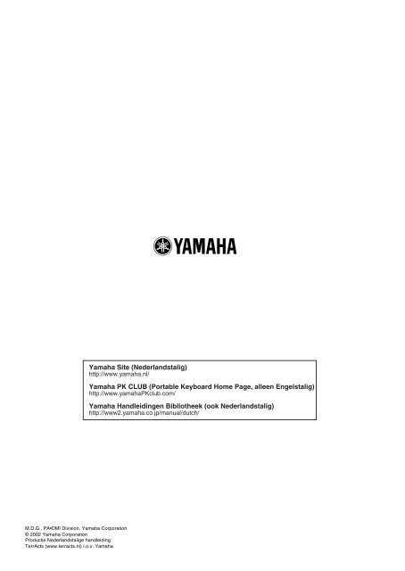 Nederlandstalige handleiding - Yamaha