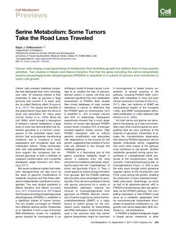 Serine Metabolism: Some Tumors Take the ... - Costas A Lyssiotis