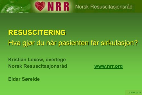 God behandling etter ROSC - nakos