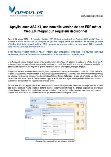 Apsylis lance ASA-X1, une nouvelle version de son ... - CXPLACE