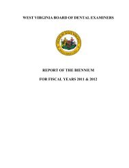 west virginia board of dental examiners report of the biennium for ...