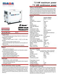 Specifications/Product Brochure - Mase Generators of North America