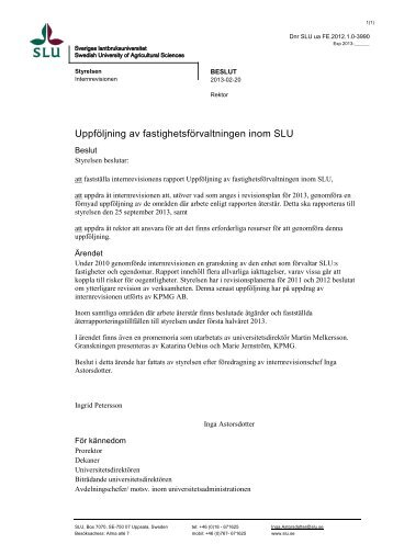 Sveriges lantbruksuniversitet - Medarbetarwebb - SLU