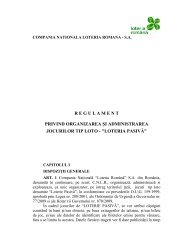 R E G U L A M E N T PRIVIND ORGANIZAREA ÅI ... - Loteria Romana