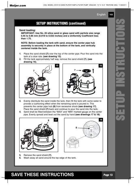 product manual for Intex Round Above Ground Pool Sand ... - Meijer