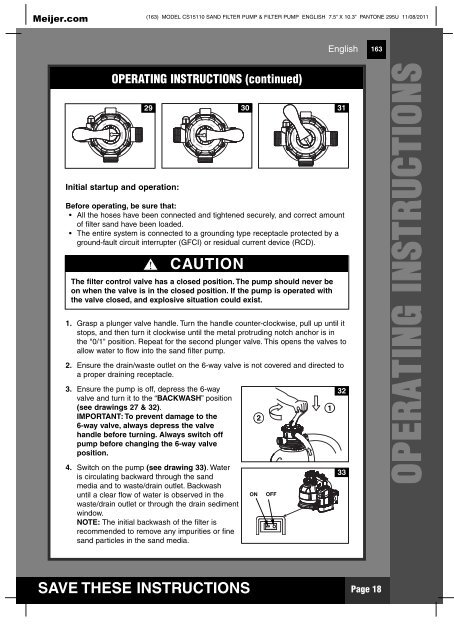 product manual for Intex Round Above Ground Pool Sand ... - Meijer