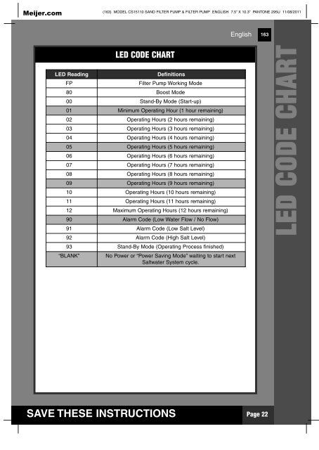 product manual for Intex Round Above Ground Pool Sand ... - Meijer