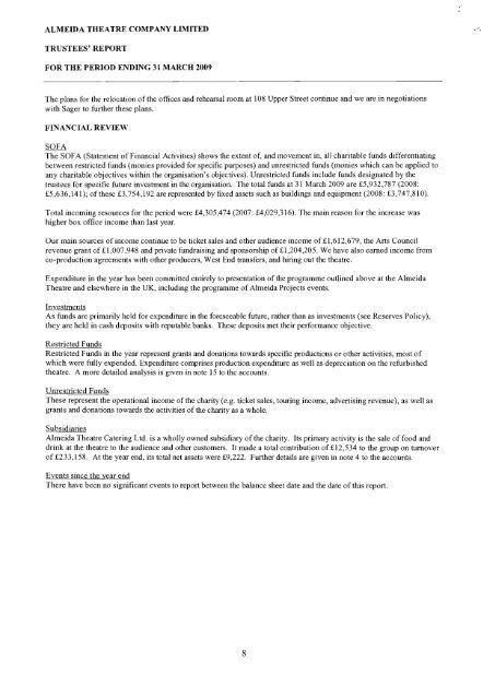 ALMEIDA THEATRE COMPANY LIMITED REPORT AND ...