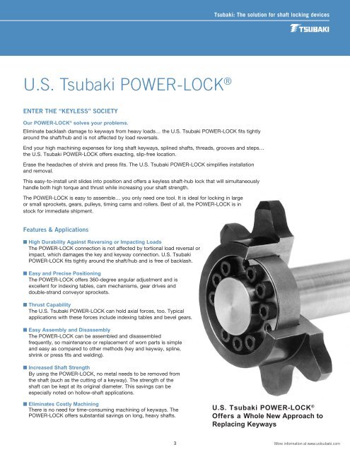 Tsubaki Power Lock Inch Series