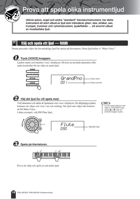 Yamaha DGX-205/203 - PSR-295/293 Svensk Bruksanvisning