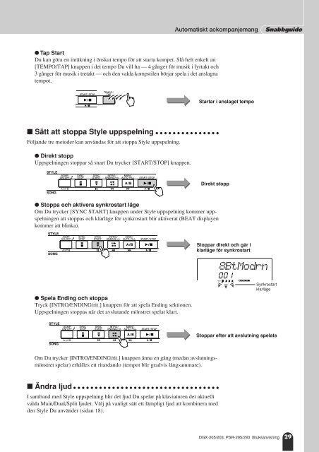 Yamaha DGX-205/203 - PSR-295/293 Svensk Bruksanvisning