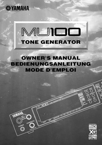 tone generator owner's manual bedienungsanleitung ... - Yamaha