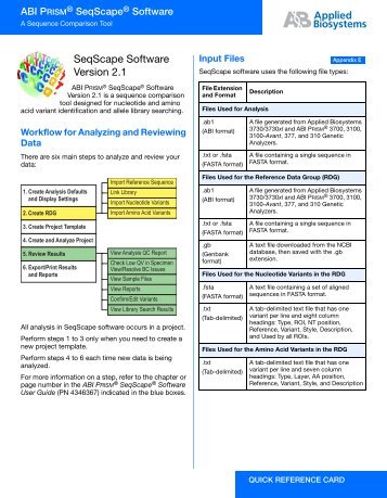 SeqScape Software Version 2.1 Quick Reference Card 4332295C