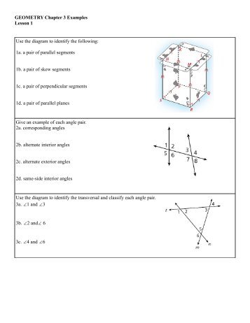 GEOMETRY Chapter 3 Examples Lesson 1 Use the diagram to ...