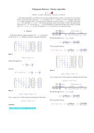 Tridiagonal Matrices: Thomas Algorithm - University of Limerick