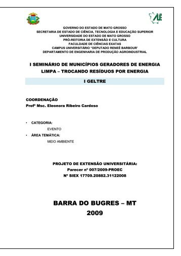 BARRA DO BUGRES â MT 2009 - UNEMAT