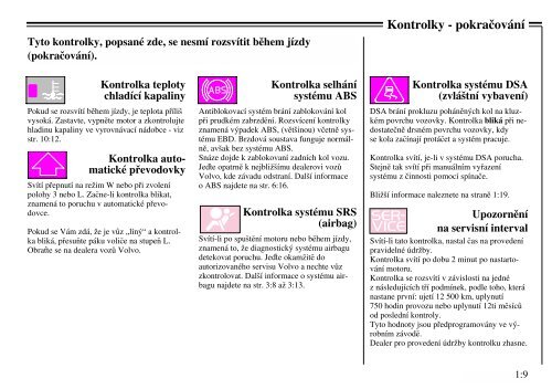 Kapitola PÅÃ­stroje a ovlÃ¡dacÃ­ prvky 1 VnitÅnÃ­ prostor a topenÃ­ 2 ... - Volvo