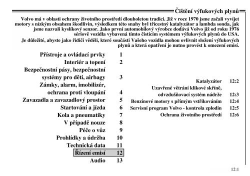 Kapitola PÅÃ­stroje a ovlÃ¡dacÃ­ prvky 1 VnitÅnÃ­ prostor a topenÃ­ 2 ... - Volvo